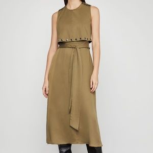 BCBG Max Azria, Studded Overlay Midi Dress, Brown